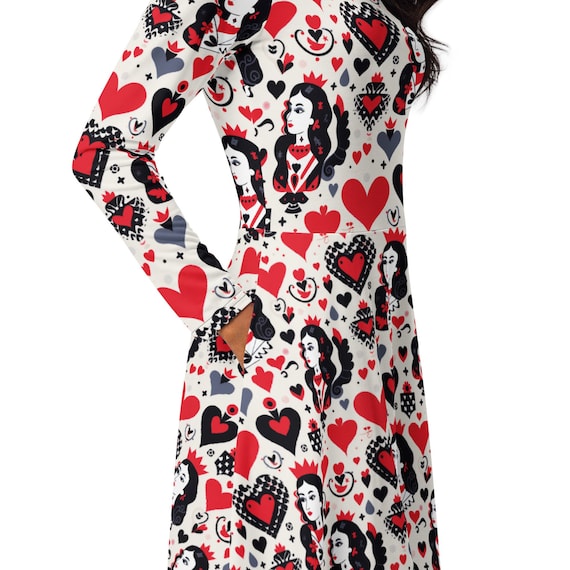 Heart Dress with Pockets, Queen of Hearts, Alice in Wonderland Dress, Alice in Onederland Party, Valentines Day Dress, Hearts Outfit