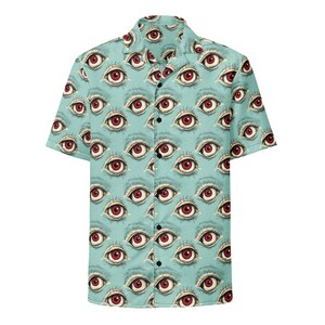 Eyeball Shirt, Goblincore Hawaiian Shirt, Weirdcore Shirt, Funky Shirt, Quirky Teacher Outfit
