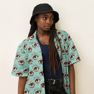 Eyeball Shirt, Goblincore Hawaiian Shirt, Weirdcore Shirt, Funky Shirt, Quirky Teacher Outfit