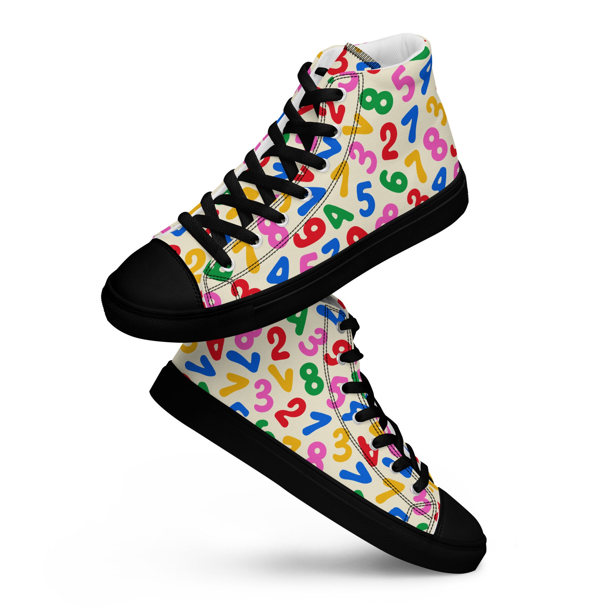 Fun Numbers Men’s High Top Canvas Shoes, Shoes for Teachers, Educator ...