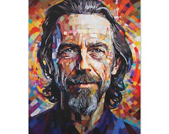 Alan Watts Portrait with Mosaic Styling on Matte Canvas, Stretched, 1.25" Thick