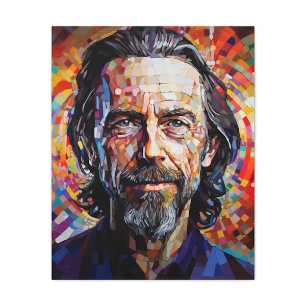 Alan Watts Portrait with Mosaic Styling on Matte Canvas, Stretched, 1.25" Thick