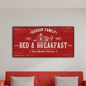 Custom bed and breakfast bord Lake House bed & breakfast canvas muurkunst veranda bord rustiek kerstcadeau canvas logeerkamer decoraties