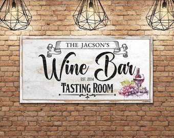 Custom Wine Bar Sign Canvas Print Wine Tasting Personalized Sign Bar Wall Decor Home Bar Wine Cellar Decor Wine Lover Custom Gift Sign