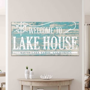 Custom Lake House Sign Canvas Print Lake House Decor Personalized Sign Lake House Wall Art Lake Life Family Cabin Sign Lake House Cabin Art
