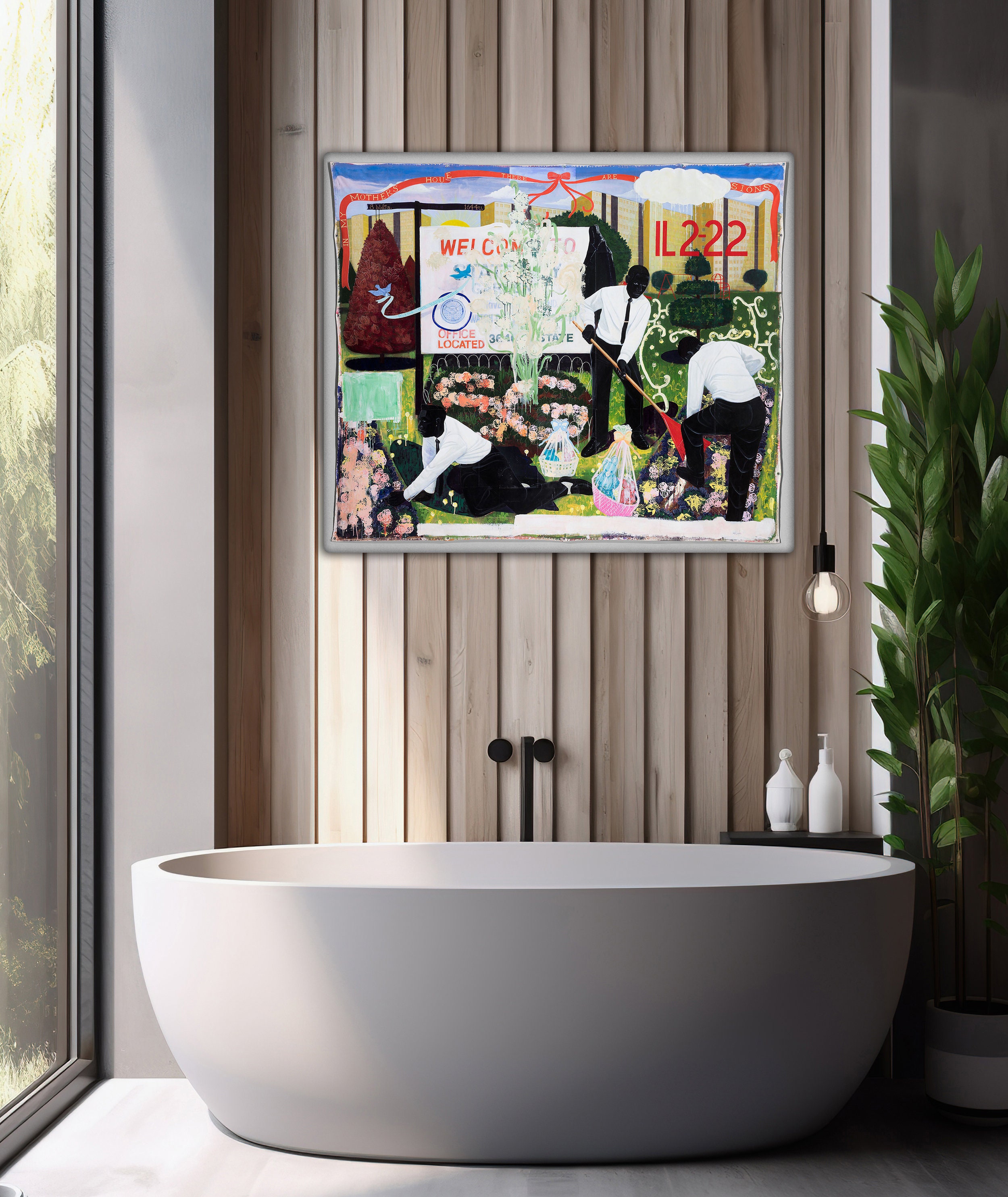 Many Mansions Canvas Wall Art Kerry James Marshall 1994 Black Figures