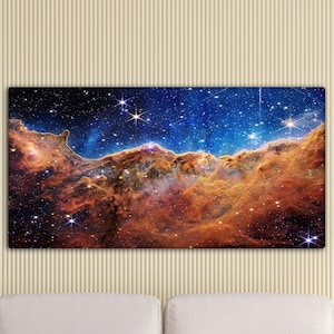Carina Nebula Canvas Wall Art NASA James Webb Space Telescope Canvas Print Cosmic Cliffs Home Decor Space Stars Canvas NASA Photography