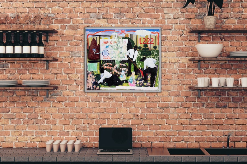 Many Mansions Canvas Wall Art Kerry James Marshall 1994 Black Figures