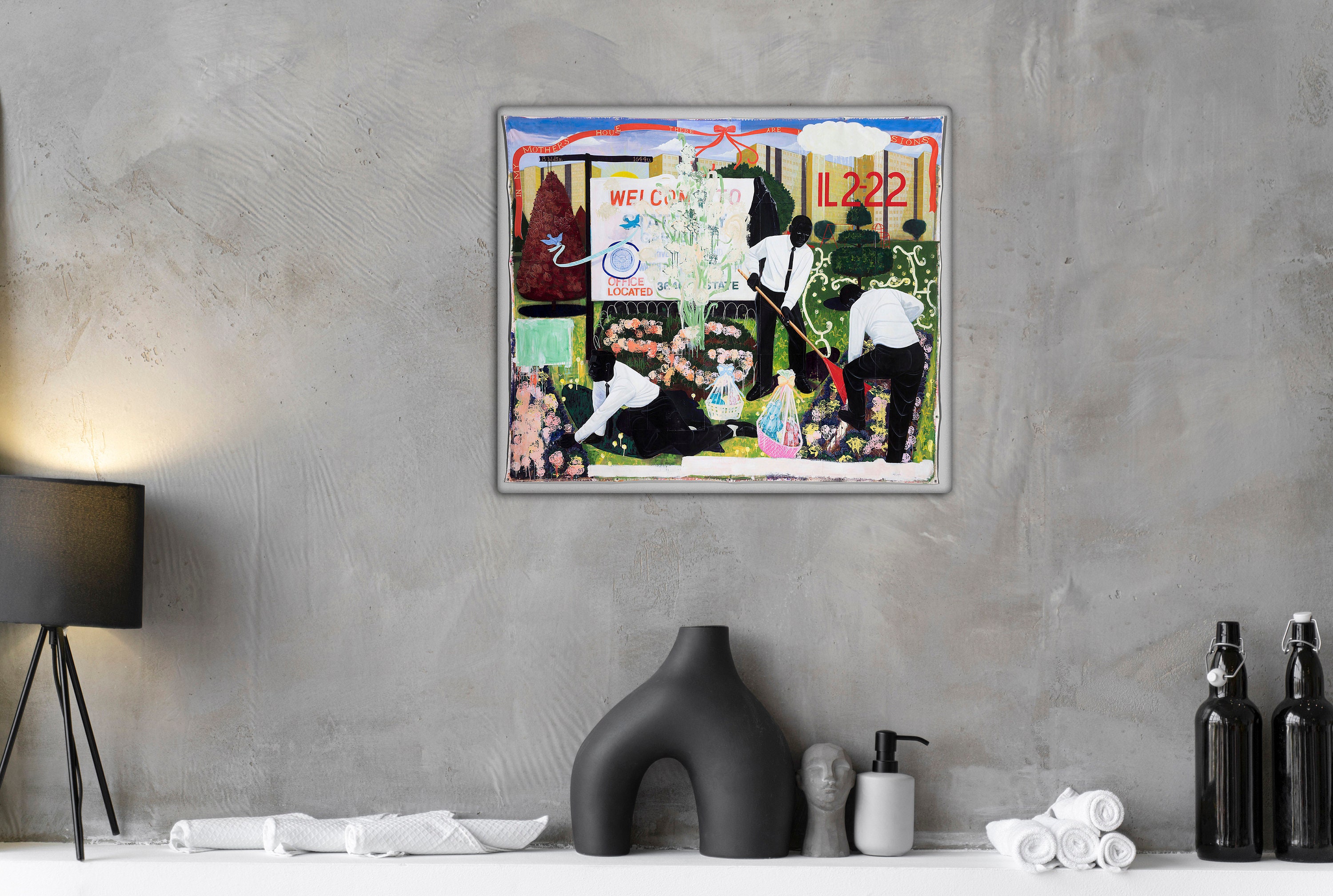 Many Mansions Canvas Wall Art Kerry James Marshall 1994 Black Figures