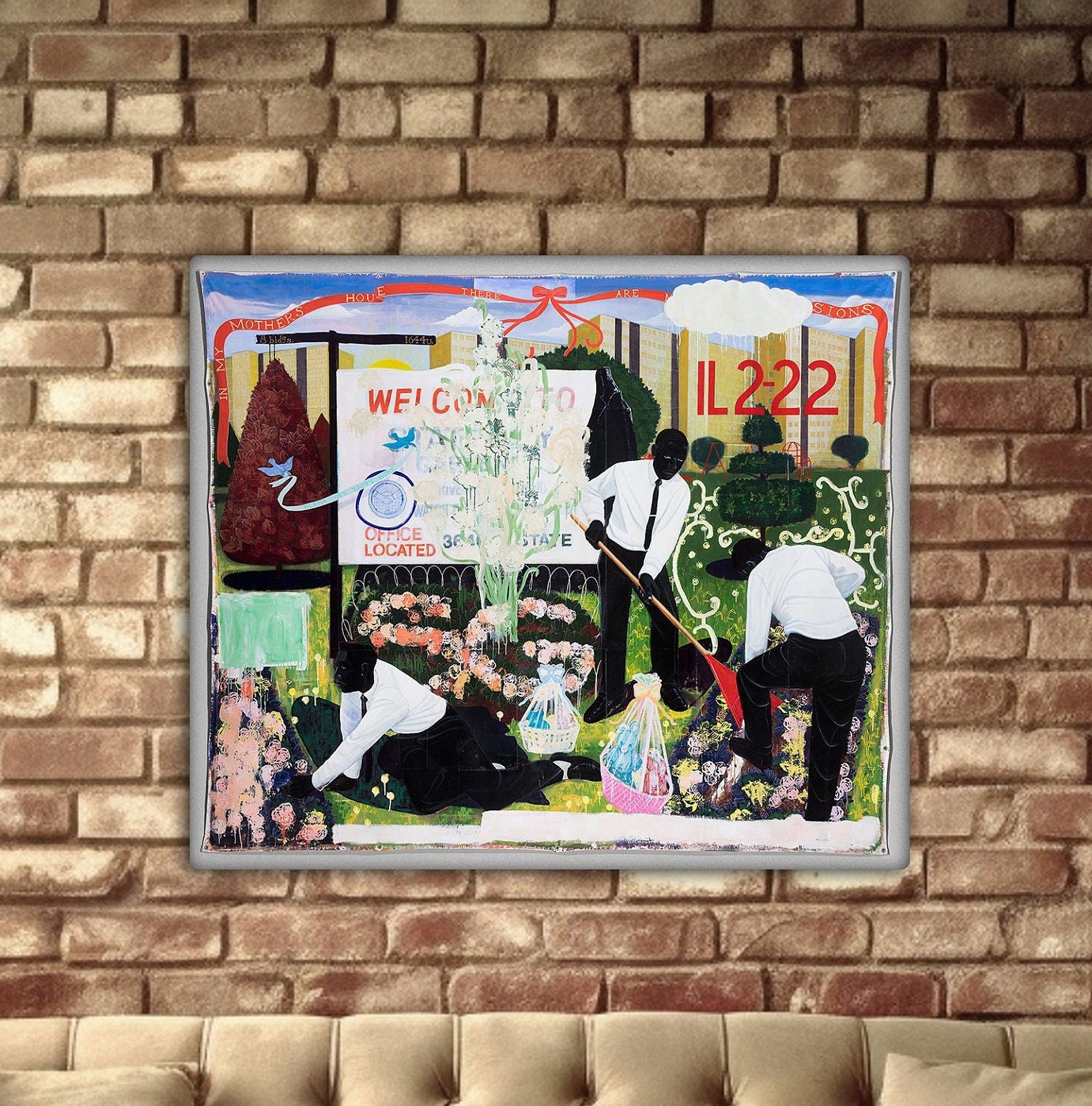 Many Mansions Canvas Wall Art Kerry James Marshall 1994 Black Figures