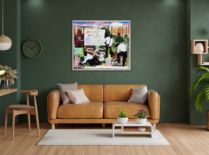 Many Mansions Canvas Wall Art Kerry James Marshall 1994 Black Figures