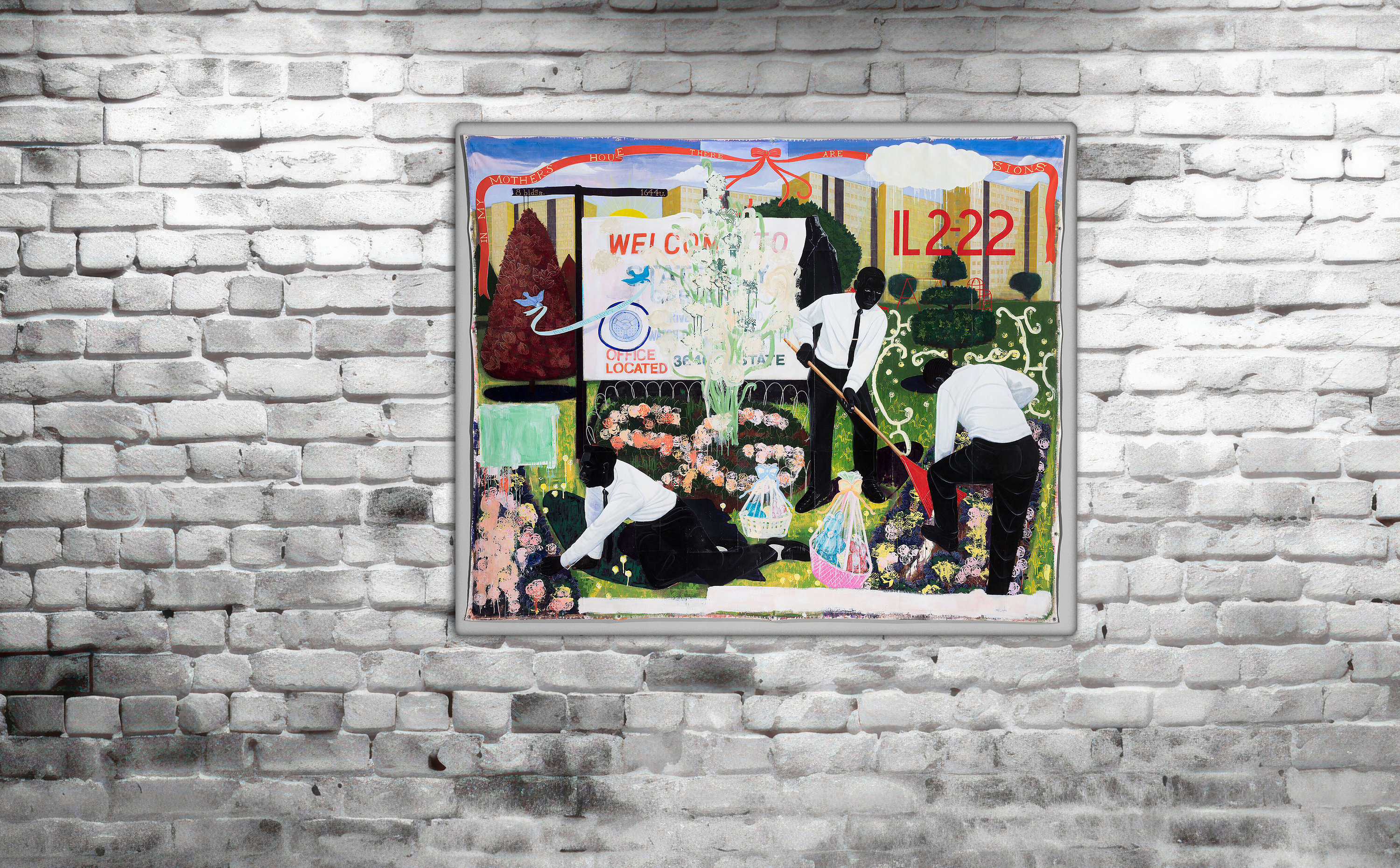 Many Mansions Canvas Wall Art Kerry James Marshall 1994 Black Figures