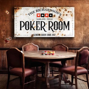 Aangepast metalen bord pokerkamer – rustieke casinostijl gepersonaliseerde muurkunst – Home Game Room Decor – Man Cave cadeau voor kaartspelers