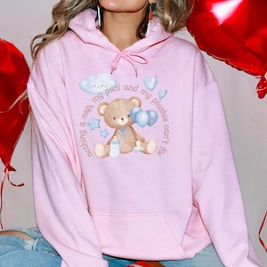 ABDL Hoodie Teddy Bear Agere Hooded Sweatshirt ABDL Clothes Age Regression Hoody Adult Pacifier Sweater ABDL Gifts Agere Gift