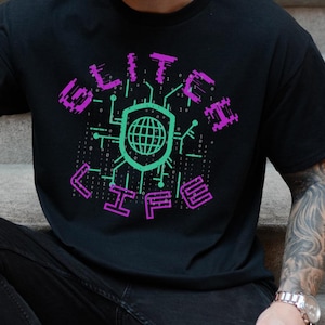 Glitch Life Cyberpunk Shirt Merch Vaporwave Techwear Clothing Cyberpunk Fashion Vaporwave Scifi Shirt Cybergoth Cybercore Cyber Punk