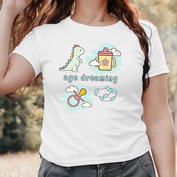 ABDL Baby Tee Age Regression Shirt Dinosaur Tshirt Agere Clothes Dino  Kidcore Clothes Little Space Kidcore Clothing Adult Pacifier Shirt