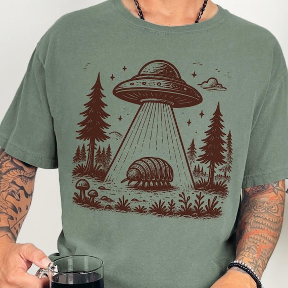 Flying Saucer Isopods Shirt Comfort Colors Vintage Isopod Insect Shirt Retro Tshirt Gift Weird Stuff Gothic Clothes Dark Cottage Core