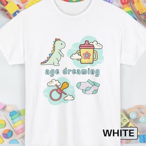 ABDL Dino Shirt Agere Clothes Dinosaur Tshirt Age Regression Gift ABDL Clothing Kidcore Adult Pacifier Tee Little Space
