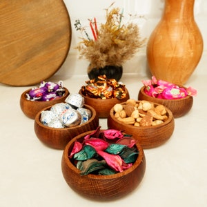 Acacia Wood Snack and Decorative Set Unique Natural Wood Bowls Handmade Kitchen Decor Carved Kitchenware image 1