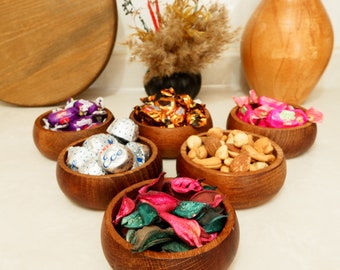 Snack- en decoratieset van acaciahout | Unieke natuurlijke houten kommen | Handgemaakt | Keukendecoratie | Gesneden keukengerei