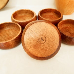 Acacia Wood Snack and Decorative Set Unique Natural Wood Bowls Handmade Kitchen Decor Carved Kitchenware image 6