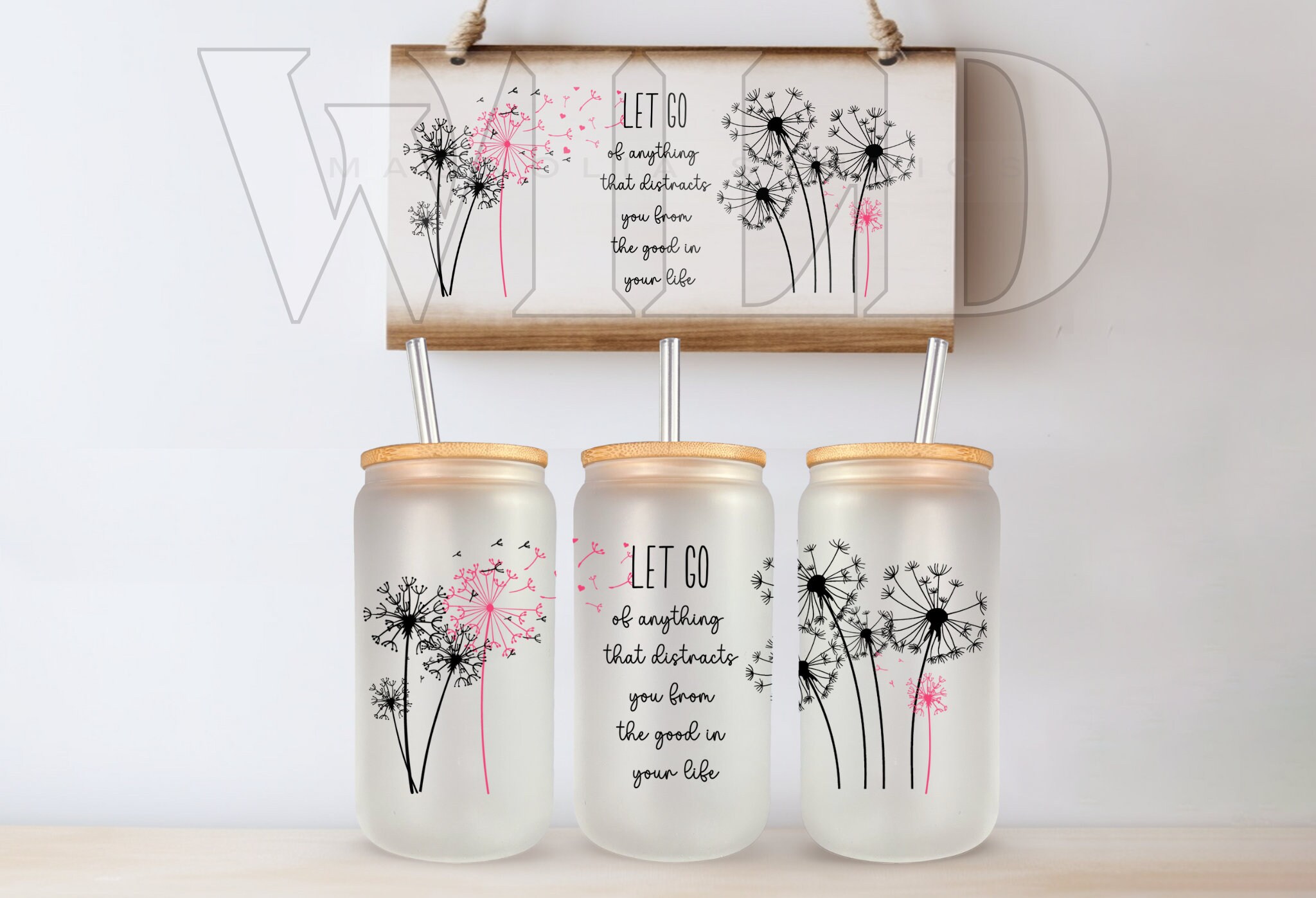 Floral Glass Can Wrap: 16oz Libbey Sublimation Design (PNG, SVG) - Etsy