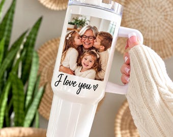 Custom Photo Tumbler, custom photo mug for grandma custom photo mug for grandpa, custom name travel tumbler, grandma tumbler collage tumbler