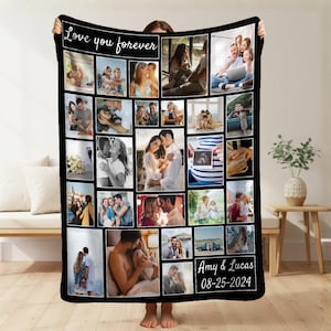 Personalized photo blanket, Custom Family Blanket, personalized blankets for couples with photo, Family Picture Blanket, Collage Blanket
