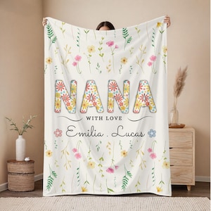 grandma blanket, floral grandma gift, grandma birthday gift blanket, mothers day gift blanket, blanket from grandma, grandma christmas gift