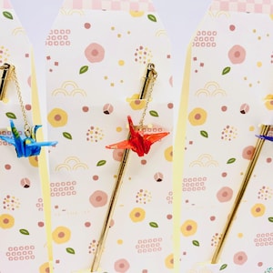 Japanese hair stick - Crane - Kanzashi Pin - Handcraft Japan- Kimono - Geisha -Japanese gifts- gift for her- Red - Elegant Pin- Good Luck