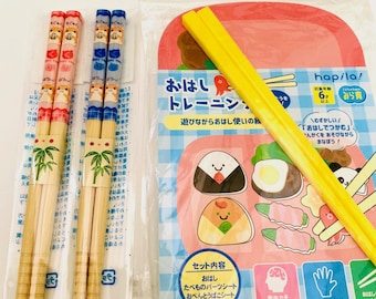 Kawaii Chopsticks for Kids - Wooden Chopsticks - Hamster - Made in Japan- Cute Chopsticks - Pink -Blue - Training Chopsticks Set