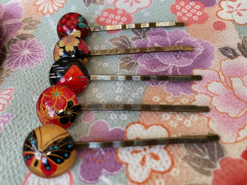 Japanese Hair Pins – Mt Fuji, Sakura Plum & Bird Motifs - Traditional ...