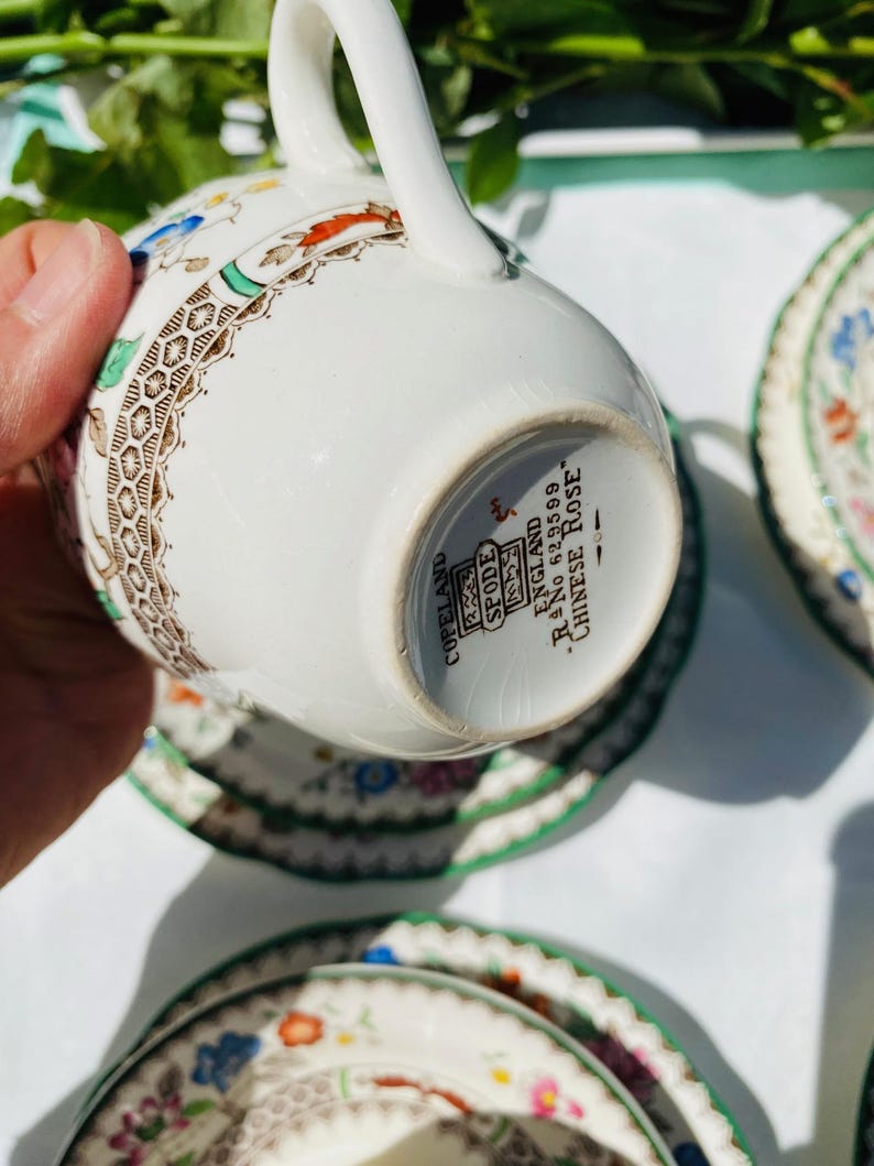 Vintage Spode & Copeland Chinese Rose Trios X5 + Milk Jug – Mixed ...