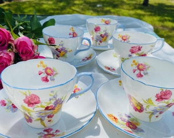Vintage Shellery Wild Flower Tea Set – Vintage tea Set – Cottagecore Floral China – English Afternoon Tea– Shabby Chic -French Cottage Decor