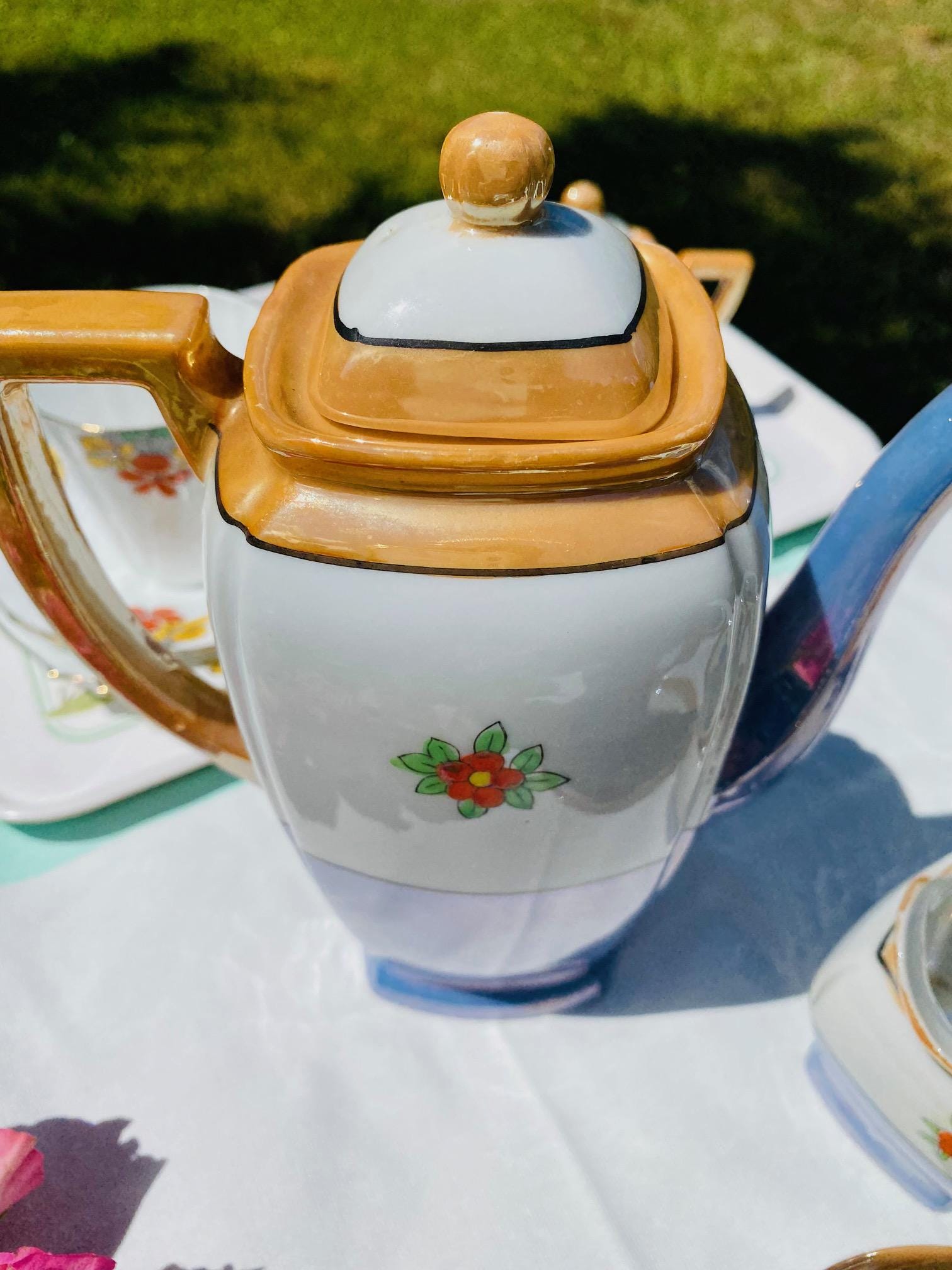 Luster Tea Set Vintage Japanese Lusterware Tea Set (11 Pieces) – 1930s Art Deco – Hand ...