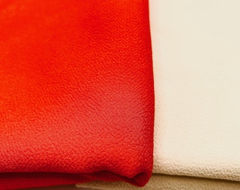 Japanese Chirimen Fabric – 1 Meter Rayon Crepe - Red - Cream Colour - Traditional Kimono Craft Fabric for Sewing - Kimono Material Japan