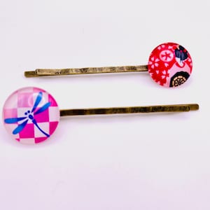 Japanese Hair Pin - Japan Hair stick - Fringe pin- Geisha- Pink- Dragonfly -Traditional Japanese- made in Japan- women gift- Flower hair pin