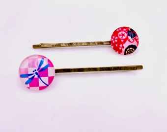 Japanese Hair Pin - Japan Hair stick - Bun Holder- Geisha- Pink- Dragonfly -Traditional Japanese- made in Japan- women gift- Flower hair pin