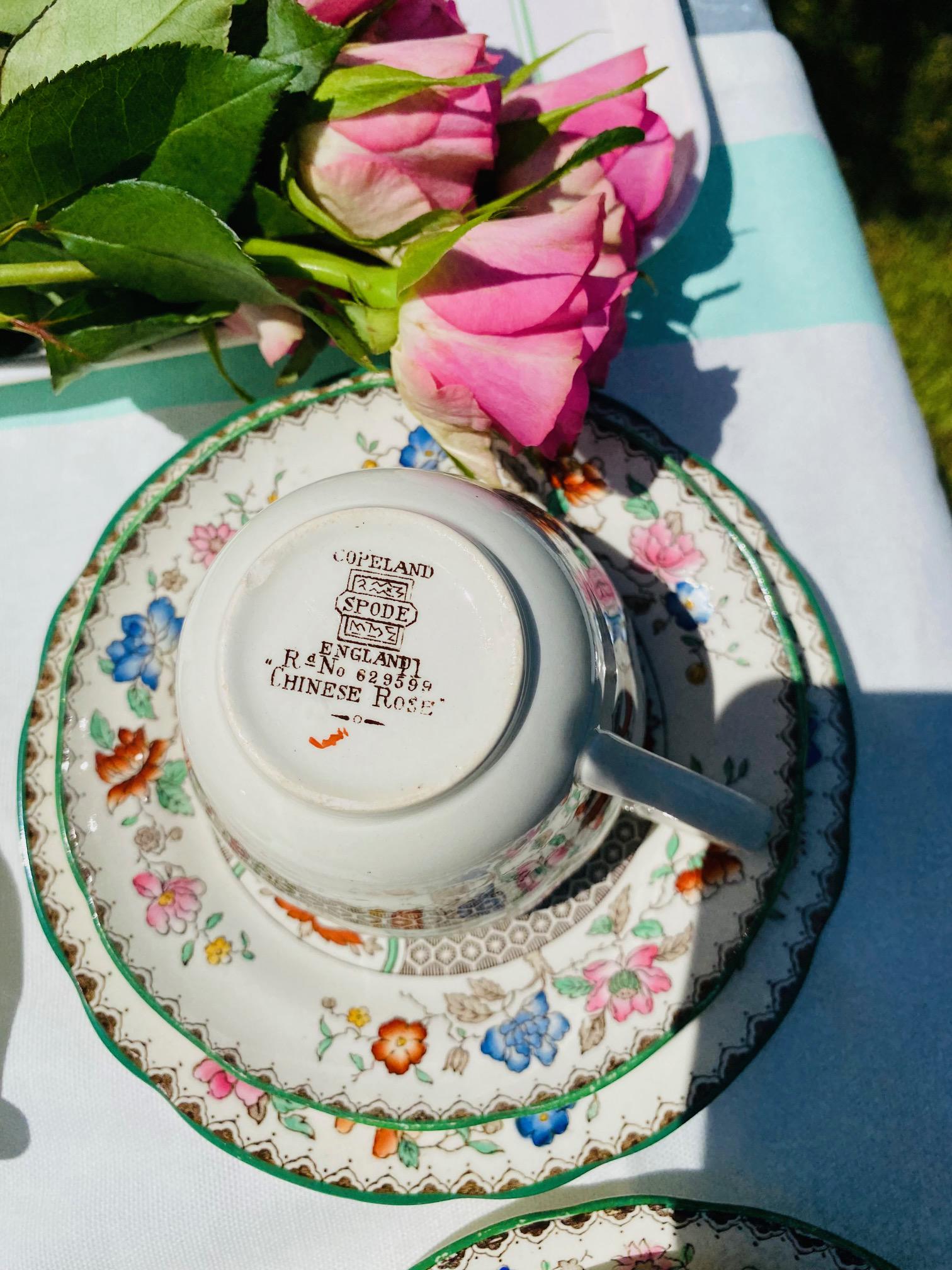 Vintage Spode & Copeland Chinese Rose Trios X5 + Milk Jug – Mixed ...