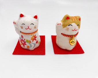 Japanese Maneki Neko-Lucky Cat Figurine – Handmade Washi Paper Cat Fortune -Good Luck Home Decor-Japanese Lucky Cat-Artisan Made- Gift Boxed