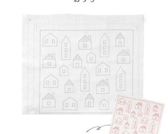 Sashiko Kit for Beginners – Japanese Embroidery - Pre-Printed DIY Kit - Made in Japan -Sashiko Cloth- Sashiko sampler - Gift for her