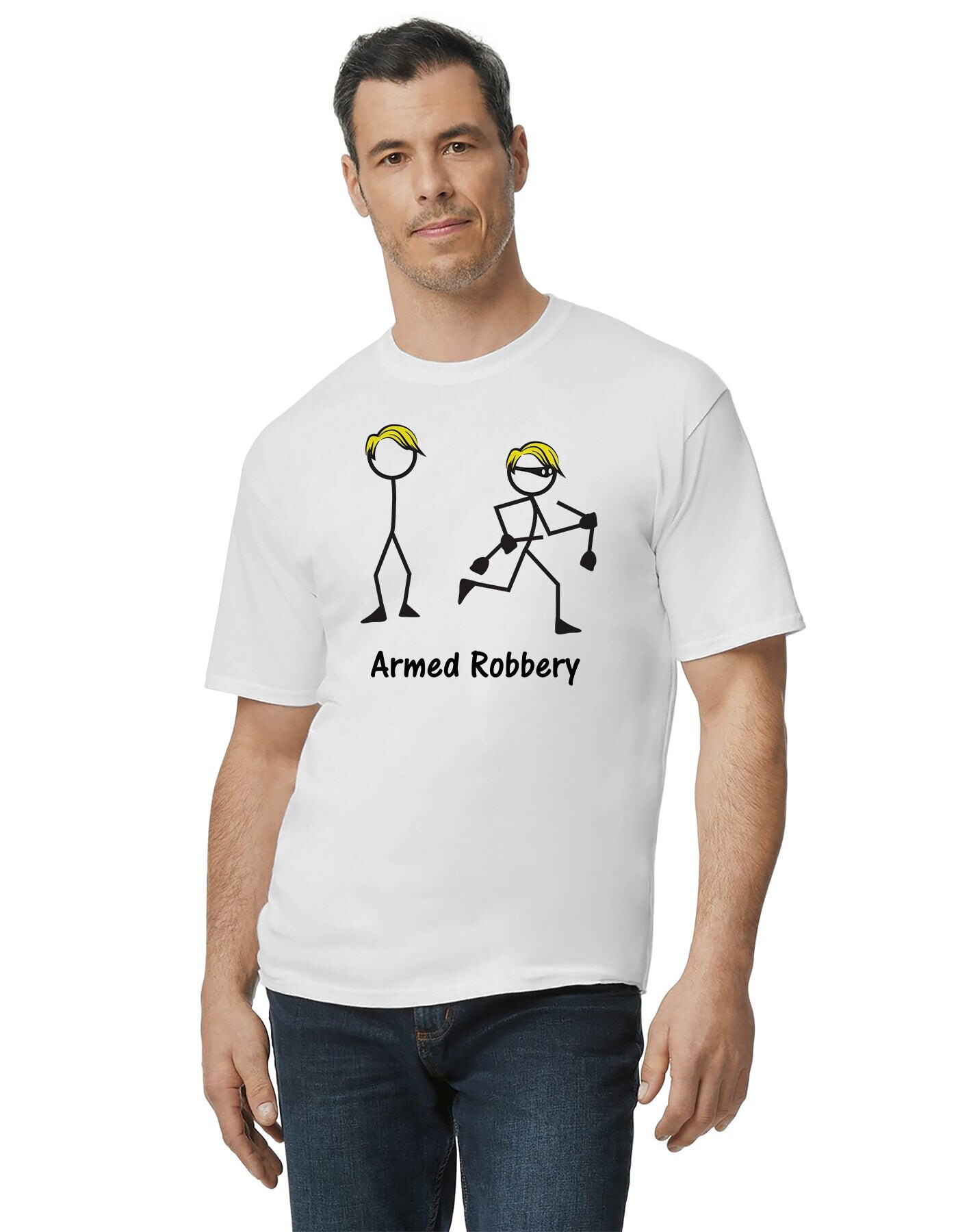 Armed Robbery - Funny Stickman Memes Men's T-Shirt