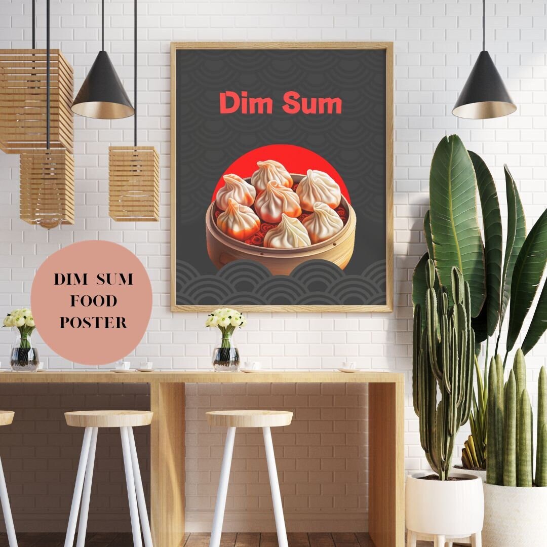 Chinese Food Dim Sum Minimalist Art Print, Digital Poster, Chinese Food