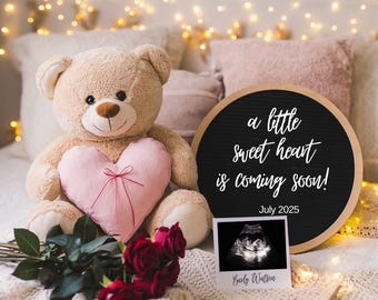Bearbeitbare Valentinstags-Ankündigung Letterboard Schwangerschaftsankündigung Digitale Valentinstag-Valentinstag-Babymitteilung