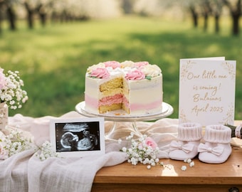 Digital Pregnancy Announcement for Social Media, Editable Pregnancy Announcement, Gender Neutral Announcement, Instant Download, Spring