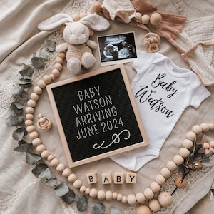 Digital Pregnancy Announcement for Social Media, Editable Letter Board Pregnancy Announcement, Gender Neutral Announcement, Instant Download