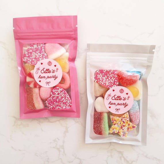 Hen Party Favours Personalised, Hen Do Sweet Bags, Bridal Party Favours, Custom Sweet Pouches, Bachelorette Party Bags UK