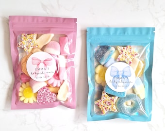 Personalised Baby Shower Favour - Custom Sweet Pouches Favour Bags - Favor Party Bag Filler Gift - Baby Boy Baby Girl Party Bag Fillers