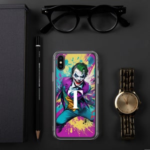 Funda transparente para iPhone® joker 1 personalizable, funda regalo personalizable, letra, regalo de cumpleaños, hijo, padre, hermano