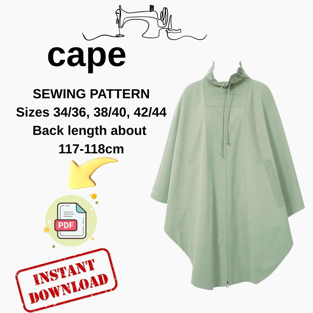 Women’s Cape PDF Sewing Pattern – Lined Faux Fur Cape With Buttons ...